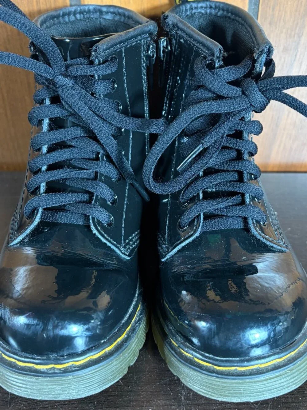 Dr. Martens 1460 T Kids Unisex Black Combat Side Zipper Boots Sz 9 US/ 8UK/26 EU